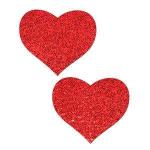 Pastease Red Glitter Heart Nipple Pasties